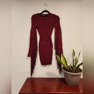 Burgundy Bodycon Fridge Sweater Dress❤❤️🔥